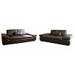 Eugenio 2-Piece Brown Leather Sofa Set By Wholesale Interiors With Silver Shipping