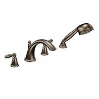 Moen T924ORB Brantford Two-Handle Low Arc Roman Tub Faucet Includes Hand Shower, Oil Rubbed Bronze (Valve Not Included)