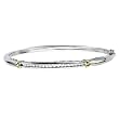 Sterling Silver and 14k Yellow Gold Love Knot Diamond Bangle Bracelet, 7.5