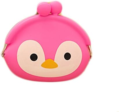 Ilucky Hot Multi-color Cute Wallet Kawaii Womens'/girls' Gifts Cartoon Animal Silicone Jelly Coin Purse Bag Cover Case (pink penguin)