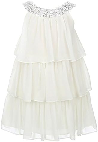 Sweet Kids Girls Triple Tiered Chiffon Flirty Party Flower Girl Dress