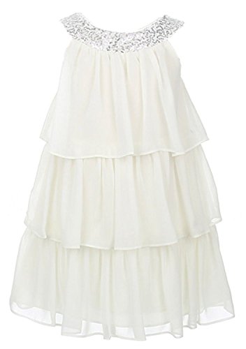 Sweet Kids Girls Triple Tiered Chiffon Flirty Party Flower Girl Dress