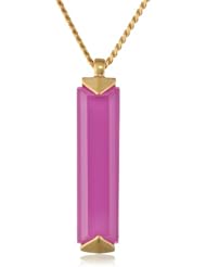 Sam Edelman Rectangle Stone Pink Pendant Necklace, 32"