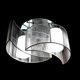 2 Light Semi Flush Mount Ceiling Light with Glass Shade and Cloth Cover, Chrome