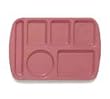 Food Service Rectangular Compartment Lunch Tray, 6 Compartment, Left-Handed, Mauve