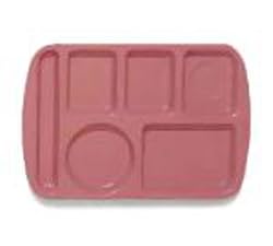 Food Service Rectangular Compartment Lunch Tray, 6 Compartment, Left-Handed, Mauve