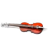 Dark Honey Color Amber Sterling Silver Violin Brooch