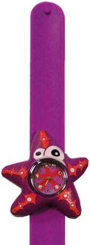 Cute 3d Cartoon Kids Watch Sea Animal Kids Rubber Snap-on Slap Cuff Watch Gifts Idea (Purple Star)