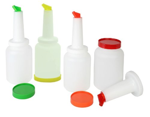 Set of 4 - Flow-N-Stow Fruit Juice &amp; Liquor Bar Pour Bottles 2 Quart (64 oz.)