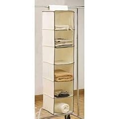 Designer Habitat - Beigefarbener Kleidungsordner zum Aufh�ngen W�schesortierer- 6 Taschen Regal / Stangenb�gel