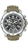 Timex Men's T49626 Leather Quartz Watch with Black Dial