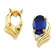 14K Yellow Gold Chatham Created Sapphire and Diamond Earrings