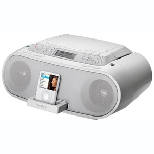 Sony Boombox with CD Player, AM/FM Radio, and iPod Dock (White)