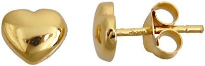 Sterling Silver White, Yellow &amp; Rose High Polish Heart Stud Earrings (yellow-gold-and-sterling-silver)