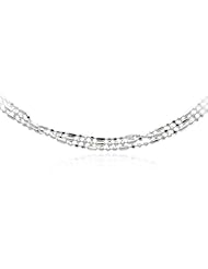 Sterling Silver Three Row "3-in-1" Small Bar- and -Bead Chain Necklace