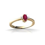 14K Yellow Gold Genuine Oval Ruby and Diamond Ring