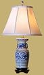 Small Small Desktop Decorative Desk - 22" Blue & White Vase Oriental Style Fine Table Lamp