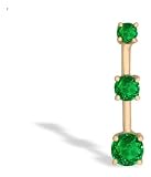 14K Yellow Gold Genuine Round Emerald 3-Stone Pendant