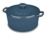 Cuisinart Chef's Classic Enameled Cast Iron 5-Quart Round Covered Casserole, Provencal Blue