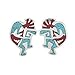 Southwestern Kokopelli Earrings in Turquoise, Coral and Sterling Silver, #7994