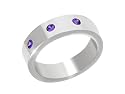 Ladies Sterling Silver Purple Cubic Zirconia 3 Stone Band Ring