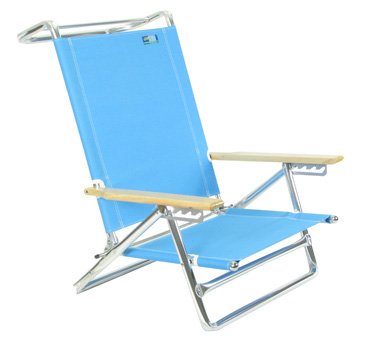 5 position Lay Flat Aluminum Beach Chair - Light Blue by Copa