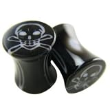 Skull And Crossbones Ear Plugs - Skull Double Flare Acrylic Ear Gauges (8g Gauge)