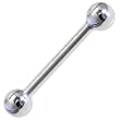 Solid 14kt White Gold Barbell Tongue Ring - 16 Gauge 3/8 3mm