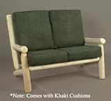 46 Natural Northern Cedar Indoor Adirondack Loveseat with Khaki Cushions