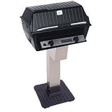 Broilmaster T3CW Deluxe Propane Gas Grill With Stainless Control Panel On Stainless Patio Post With Cast Iron Base