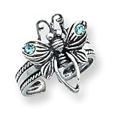 Sterling Silver Antiqued Crystal Butterfly Toe Ring