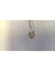 Sterling Silver 2 Part Breakable "Best Friends" Heart Pendant with TWO 18" Chain Necklaces