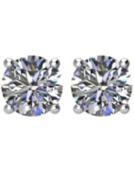 Jewelplus 1.00ct tw Round Diamonds SI/G-H 4-Prong Basket-Style Friction Post Stud Earrings Pair 14K Gold
