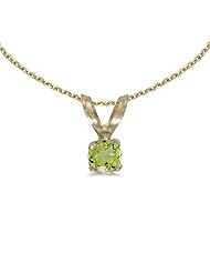 Birthstone Company 14k Yellow Gold Round Peridot Pendant with 18" Chain