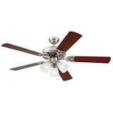Westinghouse 7867865 Vintage 52 Inch Ceiling Fan, Brushed Nickel Finish