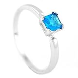 Silver Princess Cut December Blue Topaz Birthstone Child Ring