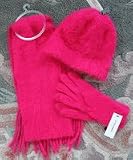 Coldweather fashion accessories 3 pcs sweetheart set: beanie hat, scarf, and gloves