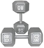 Pair 80 Lb. Cast Iron Hex Dumbbells