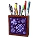 Jaclinart Fantasy Mandala Floral Flower Dreams Damask - Dreamy purple fantasy mandala flower on deep purple damask background - Tile Pen Holders-5 inch tile pen holder