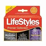 LifeStyles Premier Collection, UltraSensitive, SKYN, Triple Pleasure 12 Lubricated Condoms