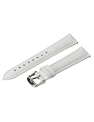 16mm White Classic Croco Grain Leather Watch Band Strap (Quick Release Pins!) with Stainless Steel Buckle - Fits All Watches!!!