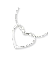 Floating Heart Sterling Silver on 16 Square Snake Chain Necklace