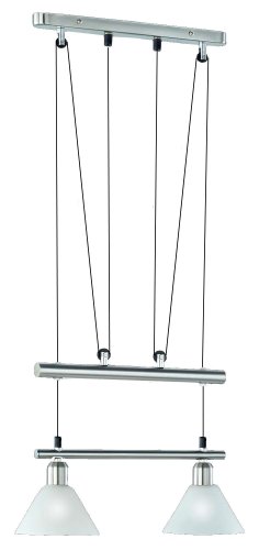 Trio-Leuchten 3751021-07 Jojo-Balkenpendel, 2xE14,max.40W, Nickel matt, Glas opal matt wei&szlig;