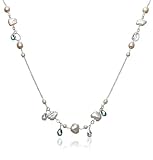 Sterling Silver, Freshwater Pearl, and Cubic Zirconia Necklace, 30