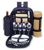 Picnic at Ascot Brighton Blue Picnic Backpack with Blanket For Four 15-in.