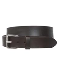 Apparel: Big & Tall Oversize Snap on 1 1/2" Standard Plain Full Grain Leather Belt Size: 48" Color: Dark Brown - Beltiscool