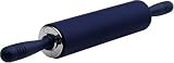 Fiesta Products Traditional Rubber Handles Sil-pin Silicone Rolling Pin, Navy Blue