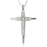 10k White Gold Cross Diamond Pendant Necklace (HI, SI-I, 0.12 carat)