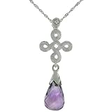 10ct White Gold Infinity Cross Amethyst Pendant, w/ 0.01 Carat Brilliant Cut Diamond, 1 in. (26mm) tall