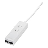 バッファローコクヨサプライ BUFFALO USBポート付OAタップ 2ピン2個口 USB2ポート付 2m ホワイト BSTA22W20WHの画像